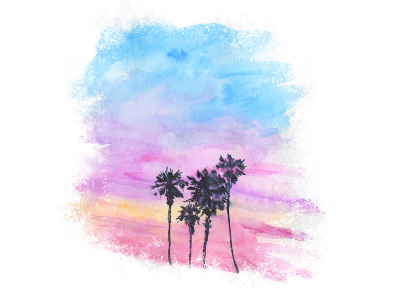 Beach Palm Watercolor