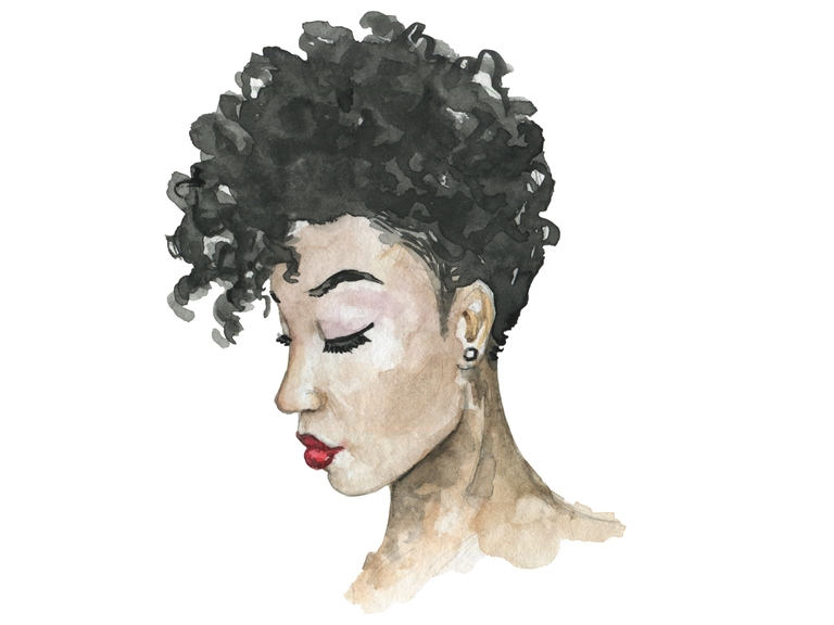 Afro Qween Girl Crown Watercolor (002)