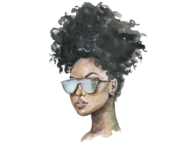 Afro Girl Qween With Sunglasses Watercolor