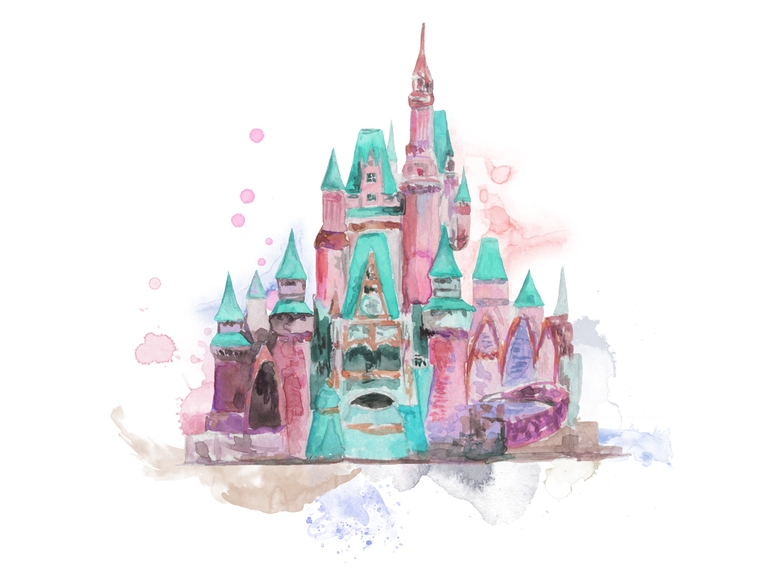 Disney Castle Cinderella Mint Pink