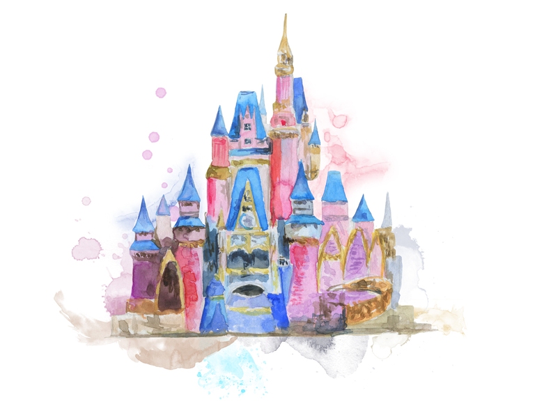 Disney Castle Cinderella Pink Blue