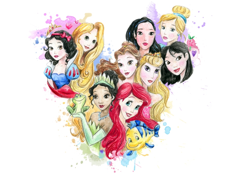 Disney Princess Ariel Cinderella Tiana Mulan Snow White