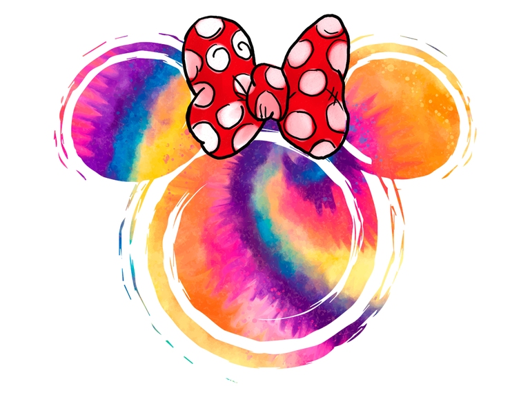 Disney Tie Dye Mickey Minnie Head Bow