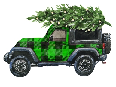 Jeep Christmas Green Plaid Sublimation
