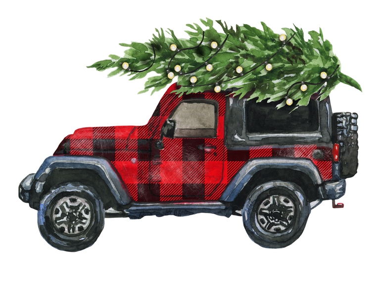 Jeep Christmas Red Plaid (002)