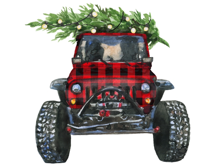 Jeep Christmas Red Plaid (001)