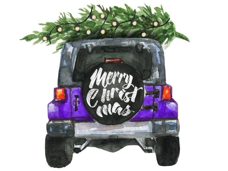 Purple Jeep Christmas Tree Back