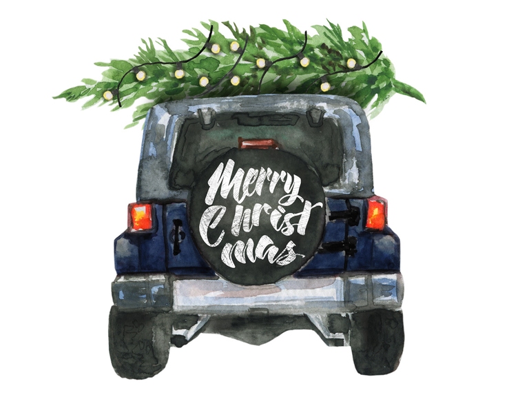 Jeep Navy Back Christmas Tree
