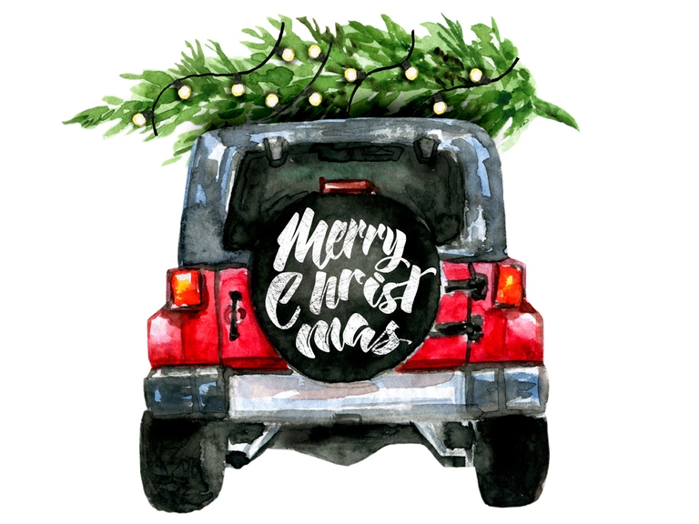 Jeep Red Back Christmas Tree Sublimation