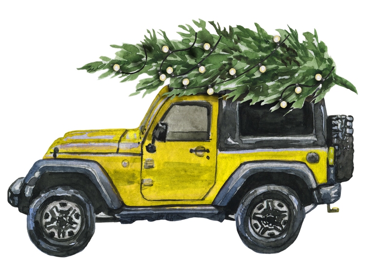 Jeep Yellow Christmas Tree Sublimation