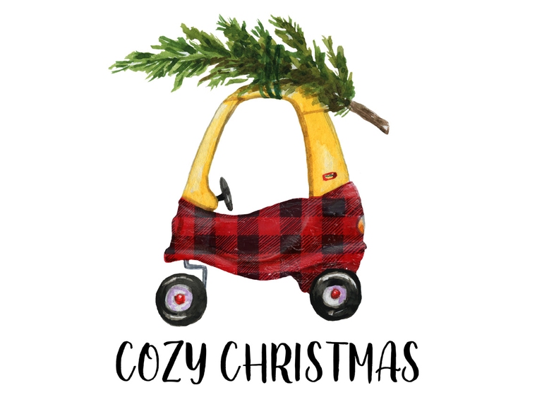 Christmas Little Car Coupe Plaid Kids Baby Sublimation