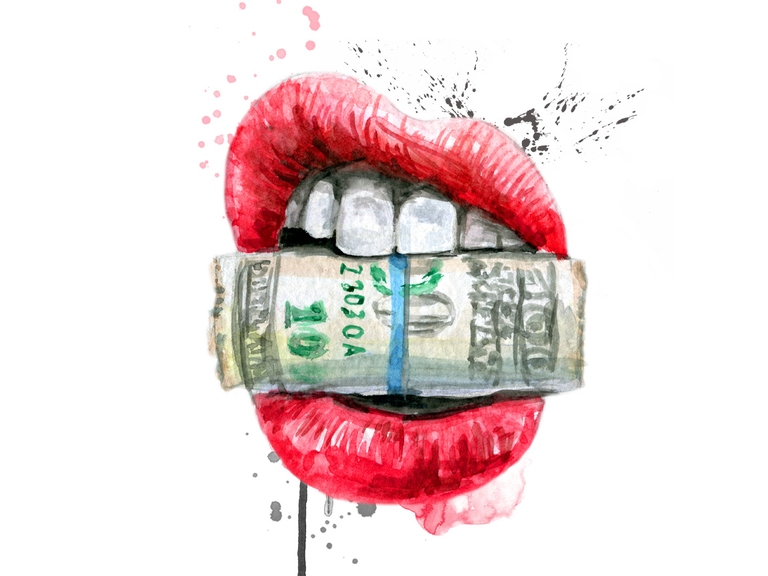 Red Lips Money Bite Dripping Sublimation