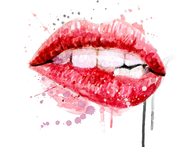 Red Lips Bite Dripping Sublimation