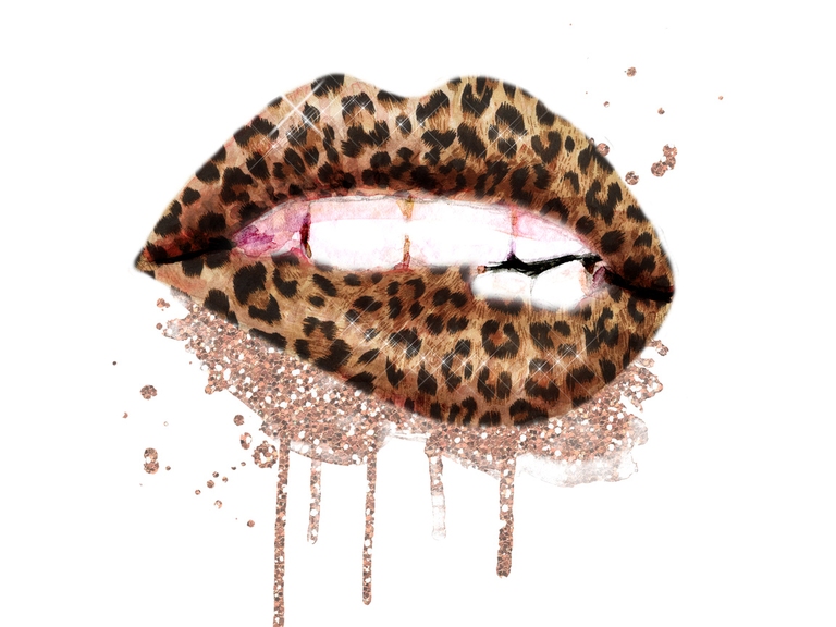 Leopard Cheetah Lips Bite Dripping