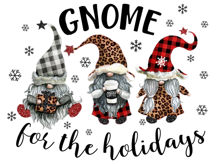 Christmas Gnomes Gnomies Gnome Plaid Leopard Sublimation