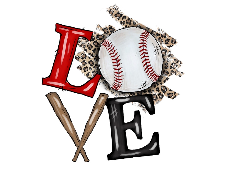 Love Baseball Bat Leopard Sublimation