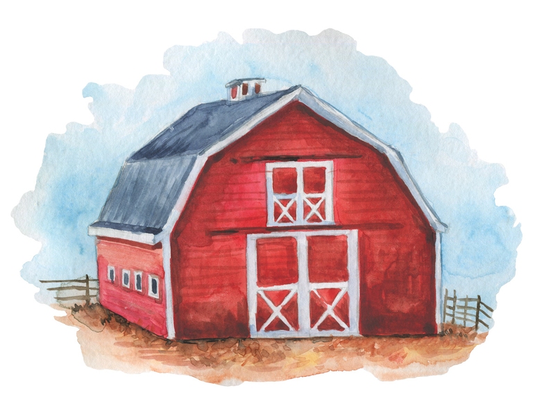 Red Barn Farm Country Watercolor Sublimation