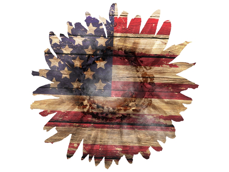 Sunflower 4th Of July America Usa Flag Us Watercolor Sublimation