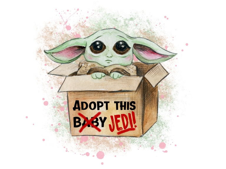 Adopt This Jedi Baby Yoda Disney Star Wars Watercolor Sublimation