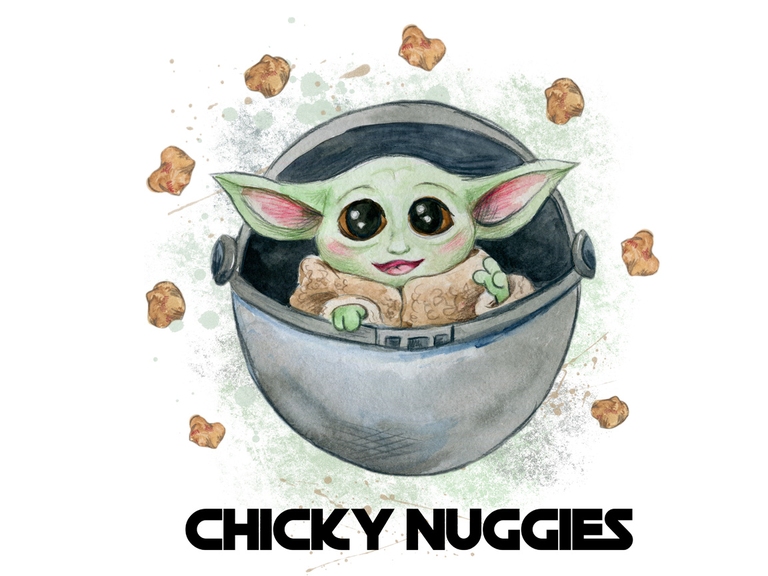 Chicky Nuggies Baby Yoda Star Wars Disney Watercolor Sublimation