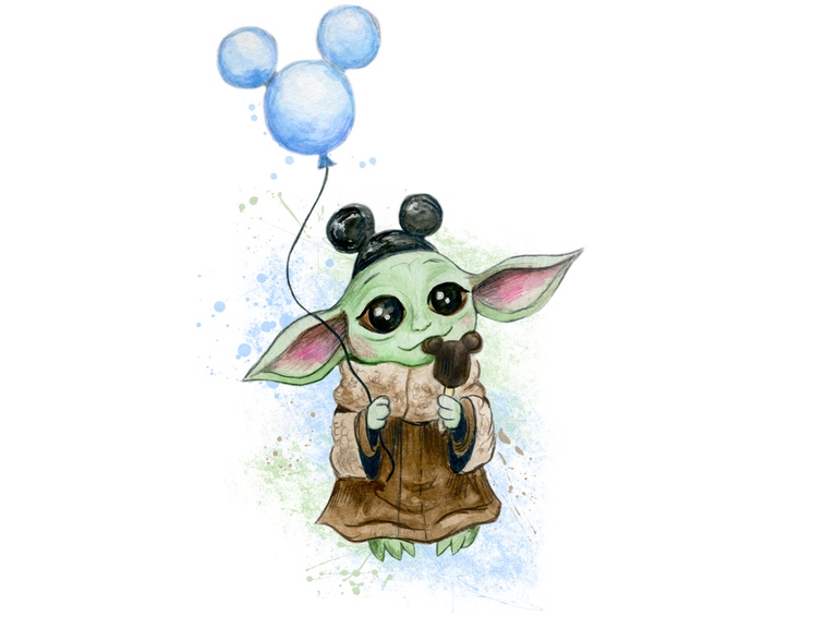 Baby Yoda Boy Star Wars Disney Watercolor Sublimation