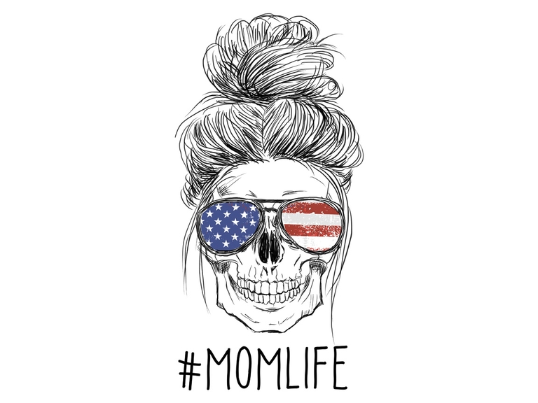 Mom Scull Life America Usa Flag Us