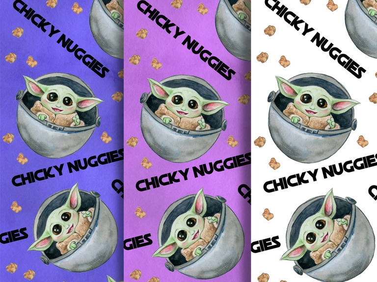 Disney Baby Yoda Chicky Nuggies Seamless Pattern