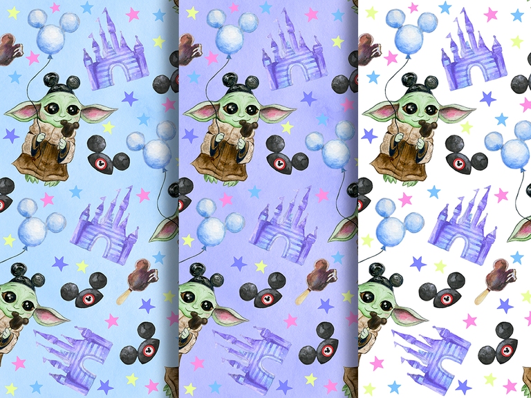 Disney Baby Yoda Disneyland Boy Seamless Pattern
