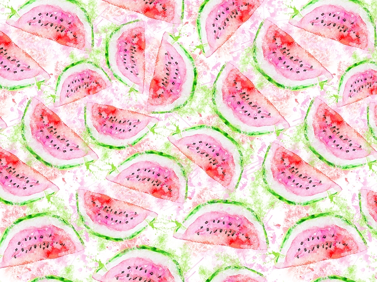 Watermelon Fruit Summer Watercolor Seamless Pattern