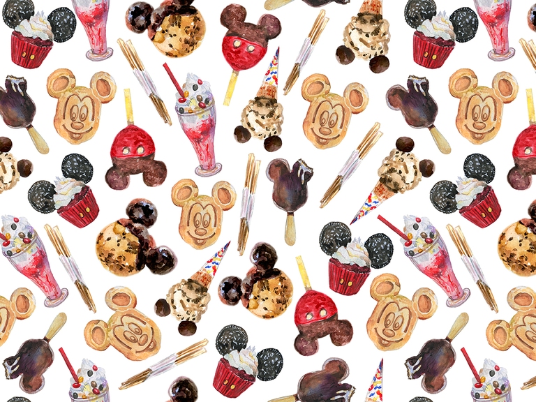 I'm Here For The Snacks Disney Food Meal Disneyland Seamless Pattern