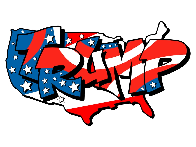 Trump President Election Lettering Graffiti Cartoon Design SVG Hand Drawn Comic Sign Shirt Sublimation Vector Graphics