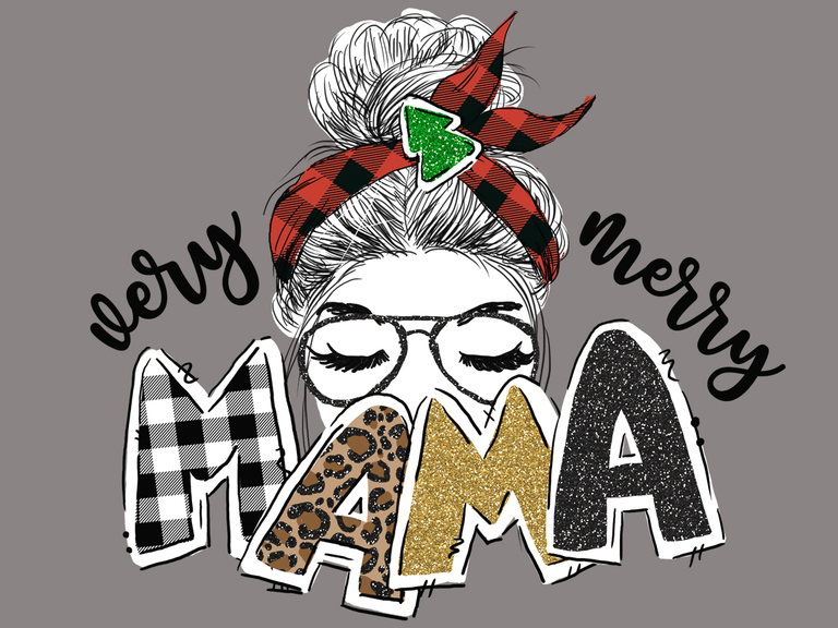 Christmas Mama Very Merry Sublimation Plaid Leopard