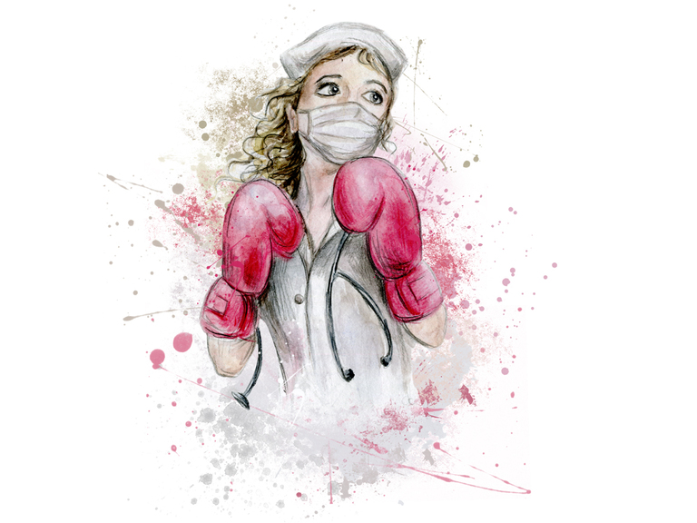 Nurse Boxer Boxing Virus Watercolor Digital Sublimation
