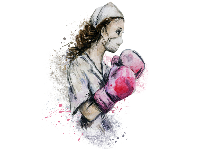 Nurse Boxer Virus Watercolor Digital Sublimation