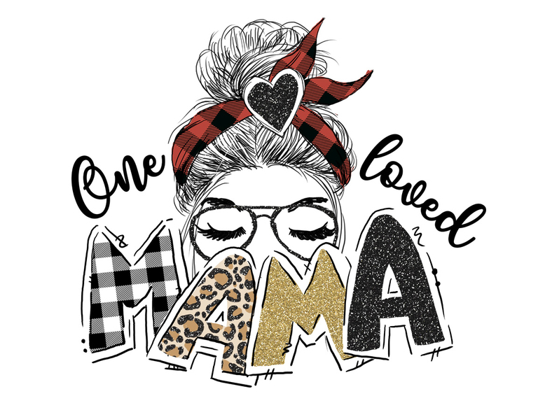 One Loved Mama Leopard Plaid Valentine Day Glitter