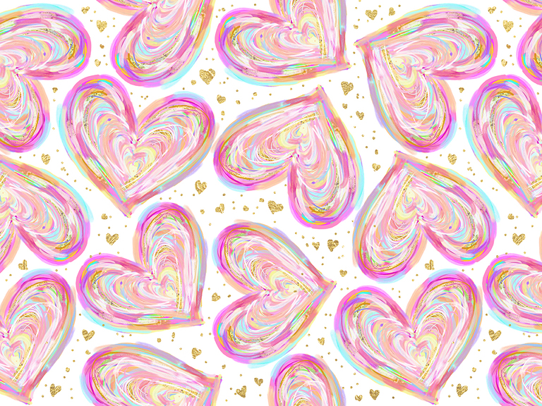 Valentine's Day Valentine Heart Gold Digital Seamless Pattern