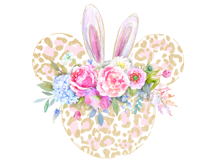 Easter Spring Disney Mickey Bunny Rabbit Floral Flowers White
