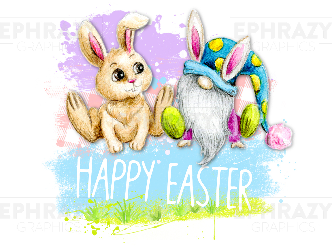 Easter Gnome Gnomes Bunny Rabbit - Digital Download Sublimation Design, PNG  Files
