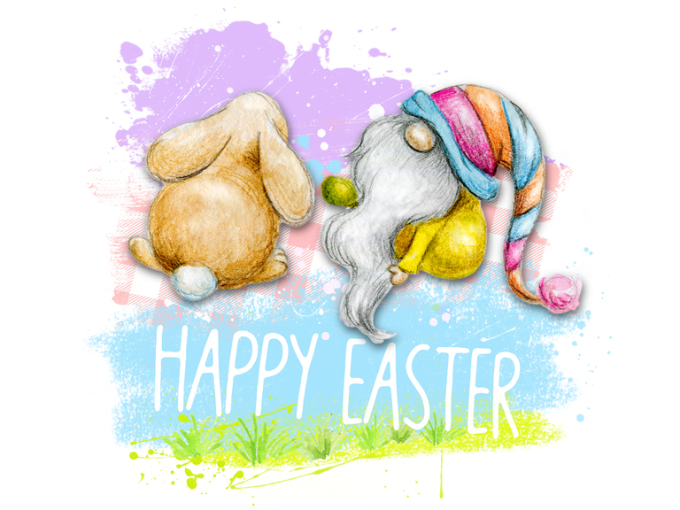 Easter Gnome Gnomes Bunny Rabbit Back Boy Toddler Watercolor Printable Digital Sublimation