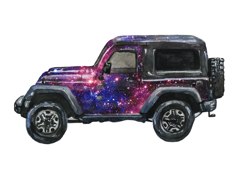 Jeep Off Road Galaxy Space Watercolor Clipart Graphics Printable Digital Sublimation