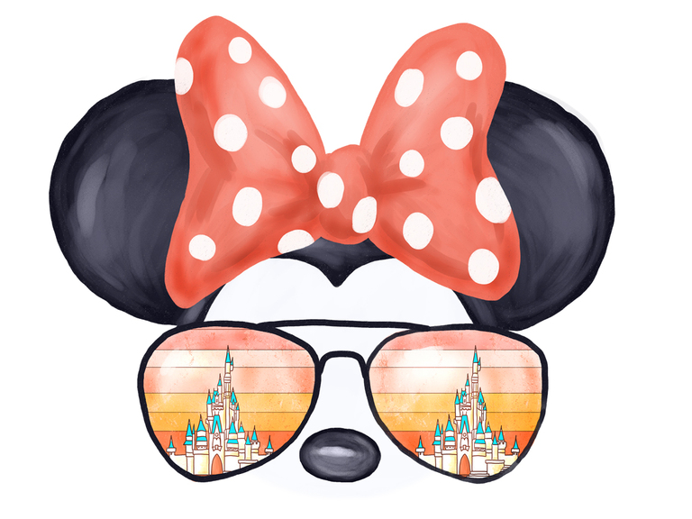 Minnie Retro Vintage Sunset Castle Disney Head Ears Disneyland Printable Digital Clipart Graphics Sublimation