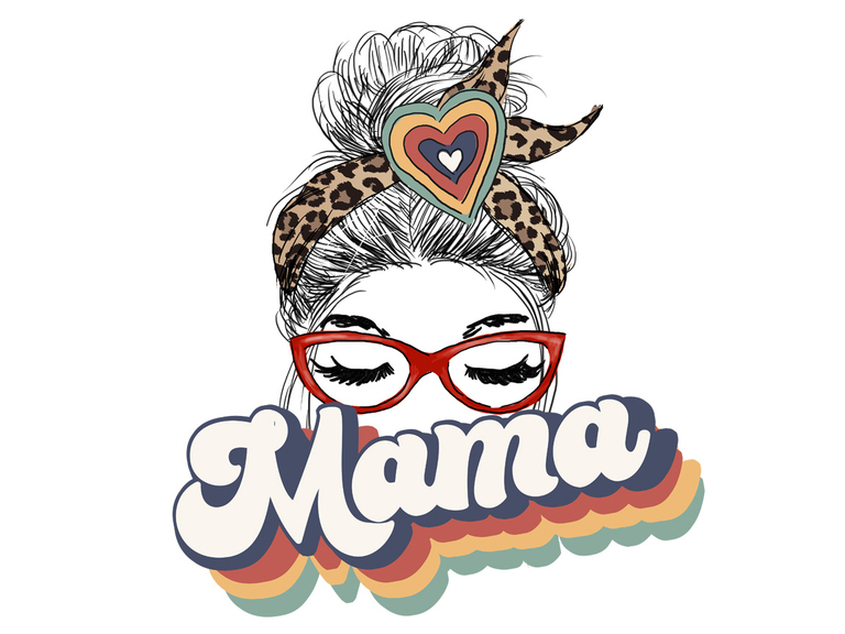 Mama Mom Retro Vintage Sunset Leopard Headband Printable Digital Clipart Graphics Sublimation