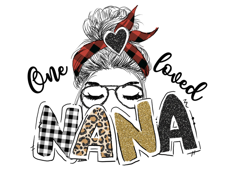 One Loved Nana Leopard Glitter Plaid Headband