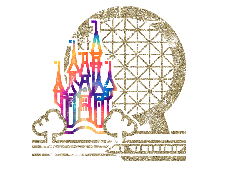Disney Disneyland Castle Tie Dye Gold Epcot Monorail Print Printable Digital Clipart Graphics Sublimation