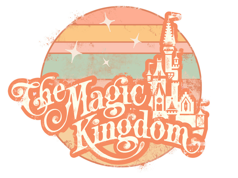 Magic Kingdom Disney Retro Vintage Sunset Lime Peach Print Printable Digital Clipart Graphics Download Sublimation