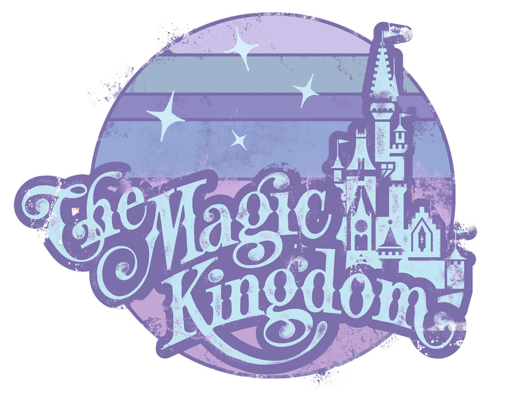 Magic Kingdom Disney Retro Vintage Sunset Violet Print Printable Digital Clipart Graphics Download Sublimation