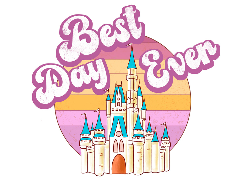 Disney Castle Magic Kingdom Vintage Retro Sunset Best Day Ever (001)