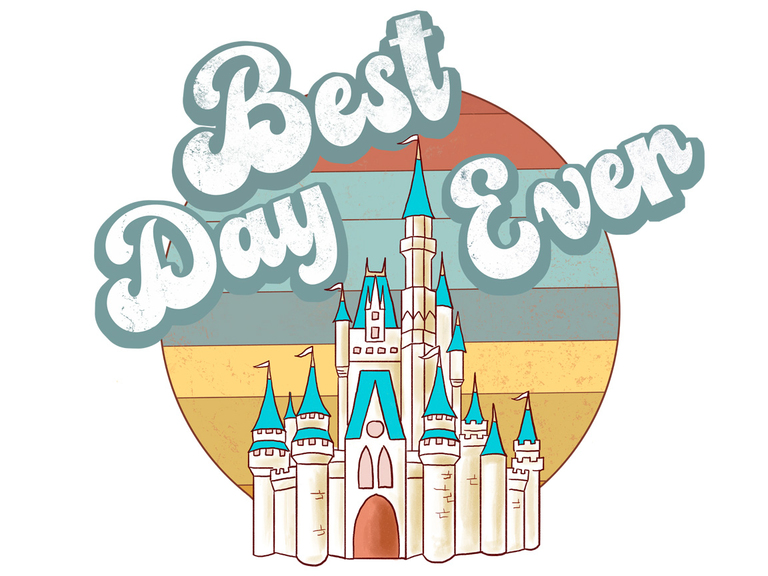 Magic Kingdom Disney Castle Vintage Retro Sunset Best Day Ever (002)