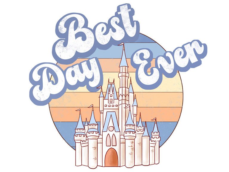 Magic Kingdom Castle Vintage Retro Sunset 3 Best Day Ever Print Printable Digital Clipart Graphics Download Sublimation