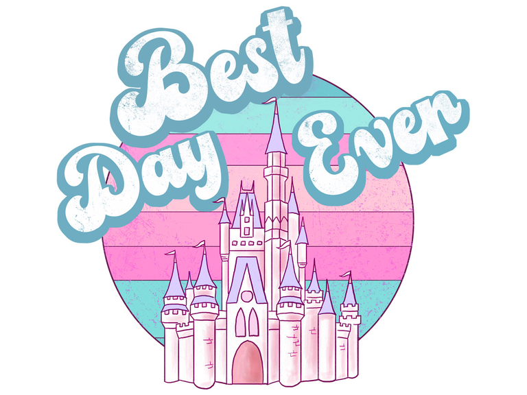 Disney Magic Kingdom Castle Sunset Best Day Ever Retro (004)